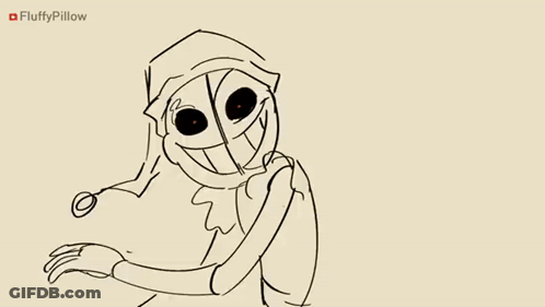A Drawing Of A Cartoon Character With Fluffy Pillow Written On The Bottom GIF
