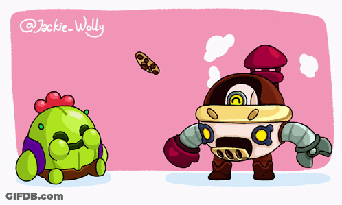 A Drawing Of A Cartoon Character With The Name Jackie-Wollly GIF