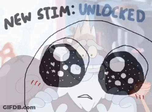 A Drawing Of A Cartoon Character With The Words " New Stim : Unlocked " Below It GIF