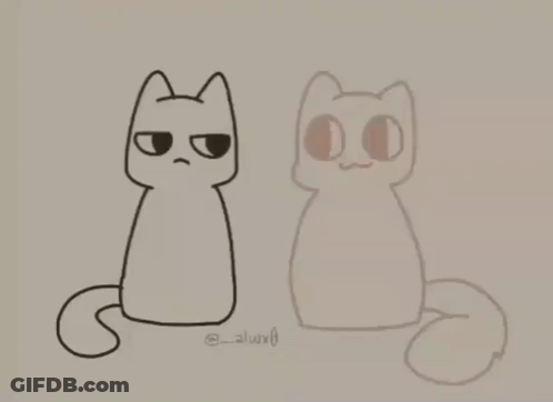 A Drawing Of A Cat And A Drawing Of A Fox With The Name Alwix0 On The Bottom GIF
