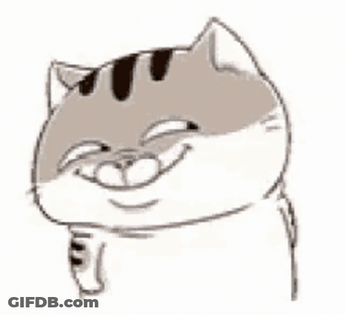 A Drawing Of A Cat Making A Funny Face With Its Mouth Open . GIF