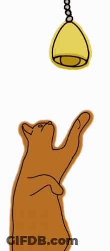 A Drawing Of A Cat Reaching Up To A Bell GIF