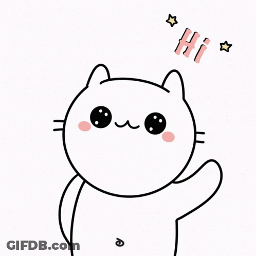 A Drawing Of A Cat That Says Hi GIF