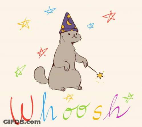 A Drawing Of A Cat Wearing A Wizard Hat Holding A Wand GIF