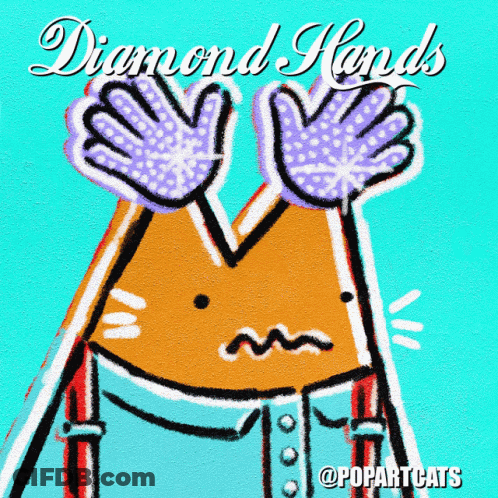 A Drawing Of A Cat Wearing Diamond Hands GIF