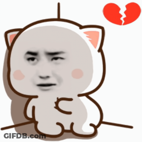 A Drawing Of A Cat With A Broken Heart In The Background GIF