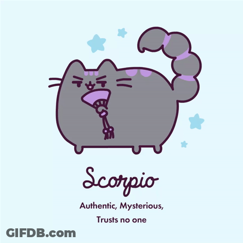 A Drawing Of A Cat With A Scorpion On Its Tail GIF