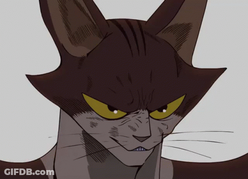 A Drawing Of A Cat With A Very Angry Look On Its Face GIF