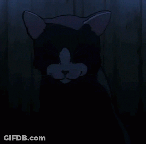 A Drawing Of A Cat With Glowing Eyes And The Number 1 On It GIF