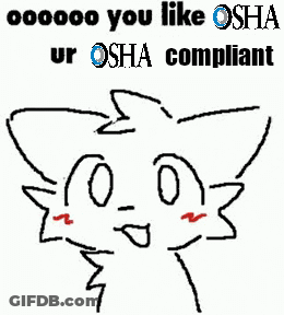 A Drawing Of A Cat With Red Eyes That Says `` You Like Osha Ur Osha Compliant '' GIF
