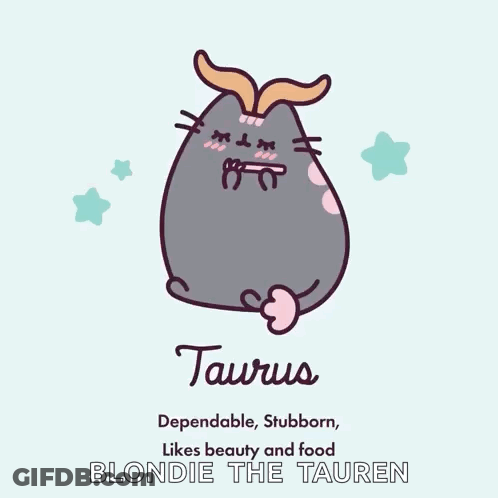 A Drawing Of A Cat With The Taurus Sign On It GIF