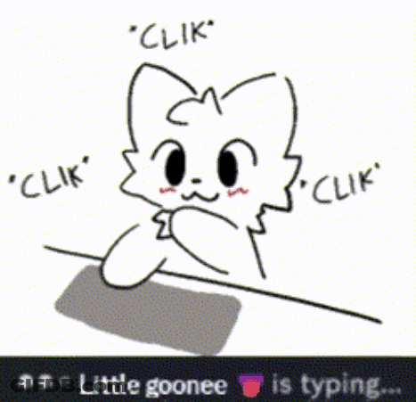 A Drawing Of A Cat With The Words " Clik " And " Clik " Written On It GIF