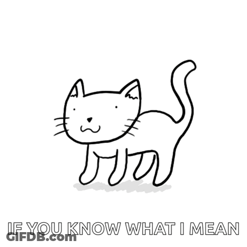 A Drawing Of A Cat With The Words " If You Know What I Mean " Below It GIF