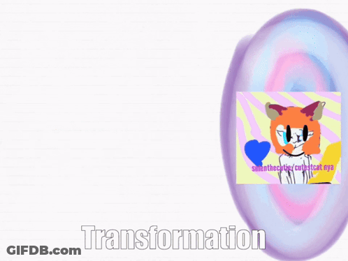 A Drawing Of A Cat With The Words Seventhecutiey Cutestcat Nya Transformation GIF