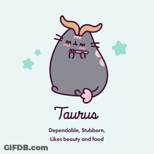 A Drawing Of A Cat With The Zodiac Sign Taurus On It GIF