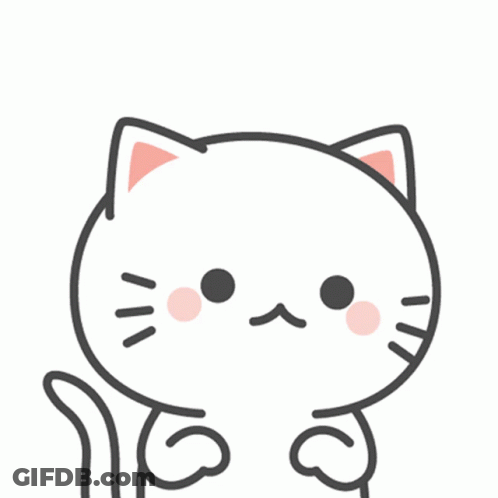 A Drawing Of A Cat With Three Pink Question Marks Above Its Head GIF
