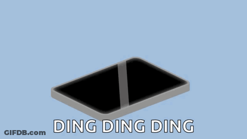 A Drawing Of A Cell Phone With The Words Ding Ding Ding Written Below It GIF