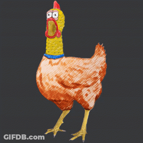 A Drawing Of A Chicken With A Blue Collar That Says Jojo On It GIF