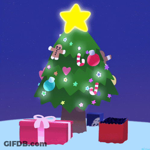 A Drawing Of A Christmas Tree With A Star On Top Of It GIF