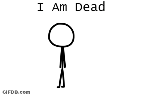 A Drawing Of A Circle With The Words I Am Dead Underneath It GIF