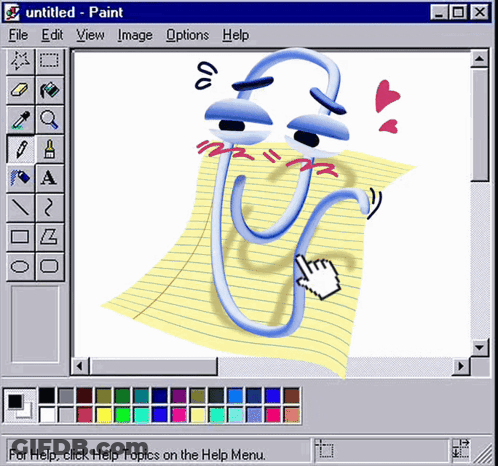 A Drawing Of A Clip On A Piece Of Paper Is On A Computer Screen GIF