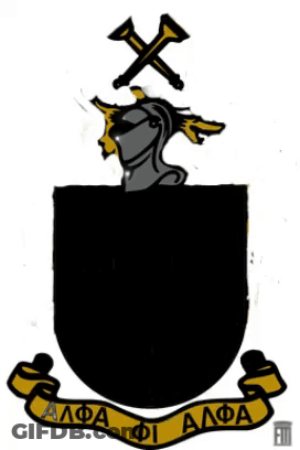 A Drawing Of A Coat Of Arms With The Words " Aida Di Aida " On It GIF
