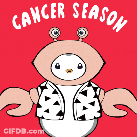 A Drawing Of A Crab With The Words Cancer Season Written Above It GIF