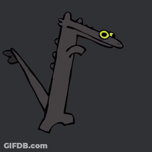A Drawing Of A Crocodile With Yellow Eyes On A Dark Background GIF