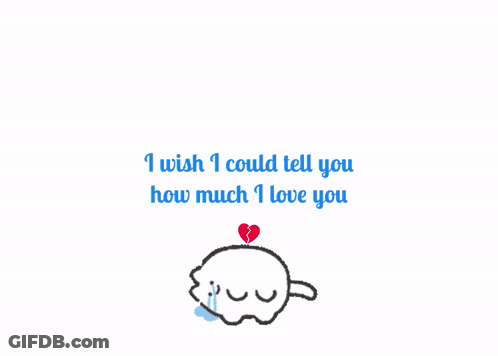 A Drawing Of A Crying Cat With The Words " I Wish I Could Tell You How Much I Love You " GIF