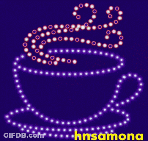 A Drawing Of A Cup Of Coffee With The Name Hnsamona Underneath GIF