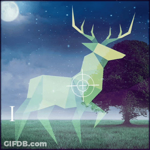 A Drawing Of A Deer With A Crosshair On It GIF