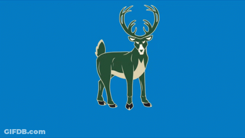 A Drawing Of A Deer With Antlers And A Blue Background GIF