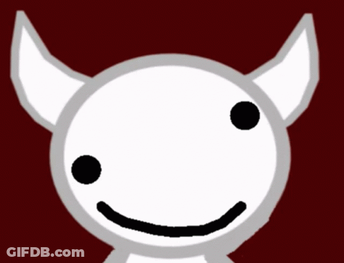 A Drawing Of A Devil With Horns Sticking Out His Tongue GIF