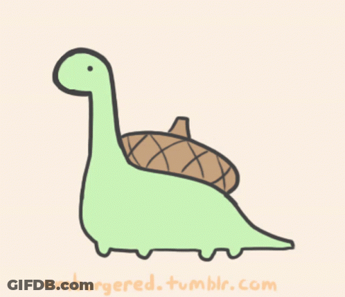 A Drawing Of A Dinosaur With An Acorn On Its Back Is On A Tumblr.com Page GIF