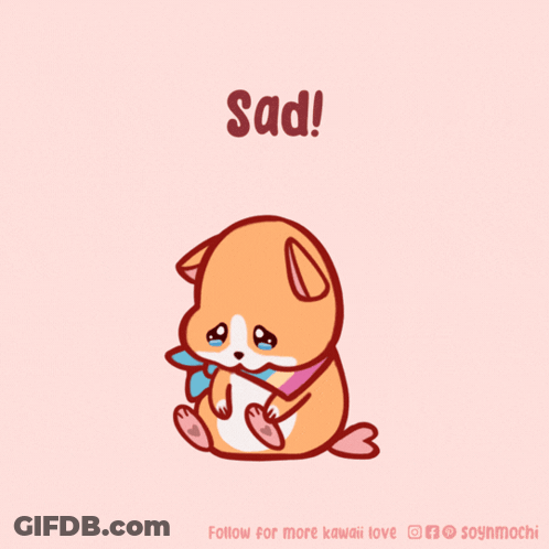 A Drawing Of A Dog With The Words Sad Written Above It GIF
