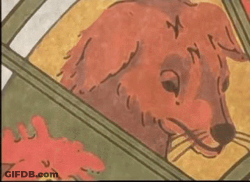 A Drawing Of A Dog With The Year 1946 And 1958 Written On It GIF