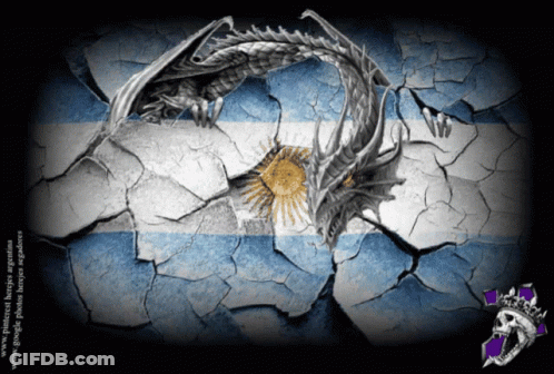 A Drawing Of A Dragon On A Cracked Argentina Flag Background GIF