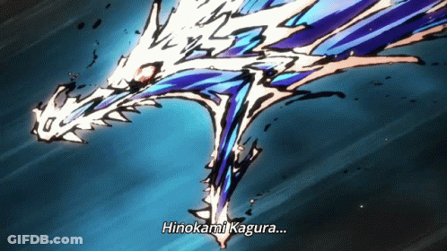 A Drawing Of A Dragon With The Words Hinokami Kagura Written Below It GIF