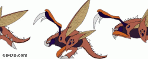 A Drawing Of A Dragon With Wings And Claws On A White Background GIF