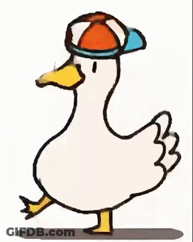 A Drawing Of A Duck Wearing A Hat And A Mask GIF