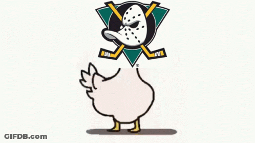 A Drawing Of A Duck With The Anaheim Ducks Logo On Its Head GIF