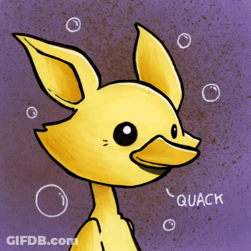 A Drawing Of A Duck With The Word Quack Written On The Bottom GIF