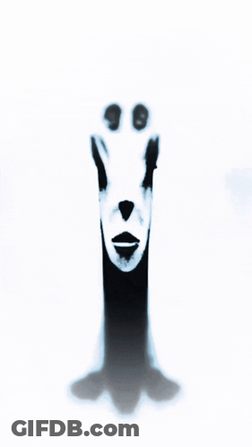 A Drawing Of A Face With A Long Neck And A Circle In The Background GIF