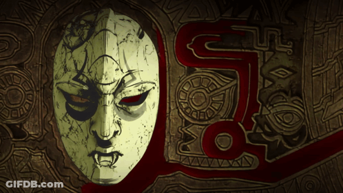 A Drawing Of A Face With A Red Eye And The Letter S In The Corner GIF