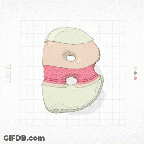 A Drawing Of A Face With Different Layers Of Fabric On It GIF