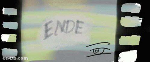 A Drawing Of A Film Strip With The Word Ende On It GIF