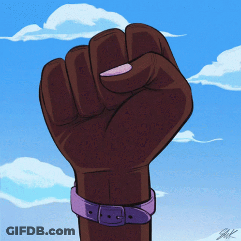 A Drawing Of A Fist With A Purple Bracelet Around It GIF