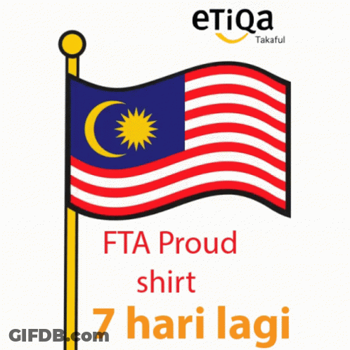 A Drawing Of A Flag With The Words Etiqa Takaful Behind It GIF