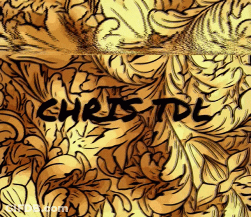 A Drawing Of A Floral Pattern With The Name Chris Tdl Written In Black GIF