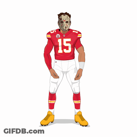 A Drawing Of A Football Player Wearing A Mask And The Number 15 GIF
